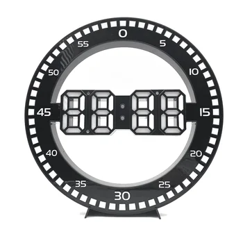 Kambarį Sieninis Laikrodis 3D LED Nešiojamų Sieninis Laikrodis Elektroninis Laikrodis Nešiojamas Ekranas Be Šokinėja Sekundžių,Black & White