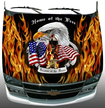 Kareivis, namuose nemokamai drąsių tėvynės erelio galva, amerikos vėliava ugnies liepsna, transporto priemonės kapoto wrap lipdukas vinilo grafikos decal