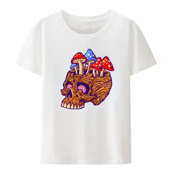 Kaukolė agaro Kawaii Magic Mushroom T Shirts Harajuku Derliaus Spausdinimo Viršūnes Moterų, Vyrų Mados Trumpas-sleev Tee Berniukas Animaciją Streetwear