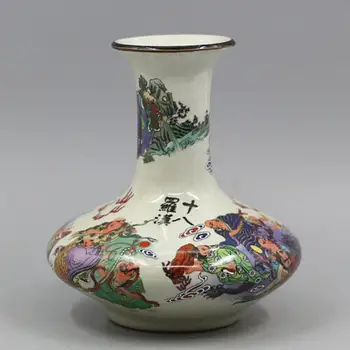 Kinijos Čing Qianlong Famille Rose Porceliano Arhat Krano Modelis Vaza 6.50 Colių