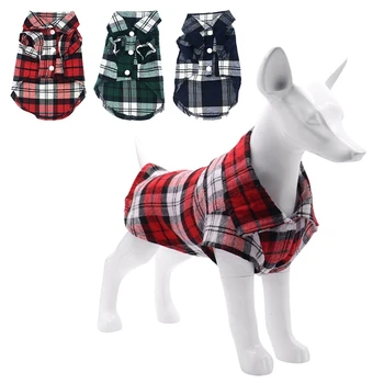 Klasikinis Britų Stiliaus Pledas šunelis Marškinėliai Šunys Medvilnės Atvartas Kailis Kostiumas Mažų Šunų apranga Žiemą Šunys, Šunų Reikmenys