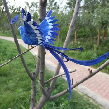 kūrybos realiame gyvenime putų&plunksnų sparnais paukštis modelio ilgą uodegą blue bird žaislas dovana, apie 30x40cm t2611