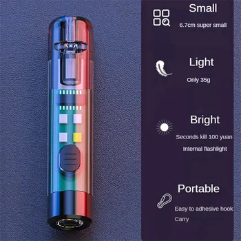 Lauko Stiprios Šviesos Švilpukas Šviesos Mini LED Pultelio Šviesos Usb Įkrovimo Nešiojamų Avarinio Įspėjimo Mažas Žibintuvėlis