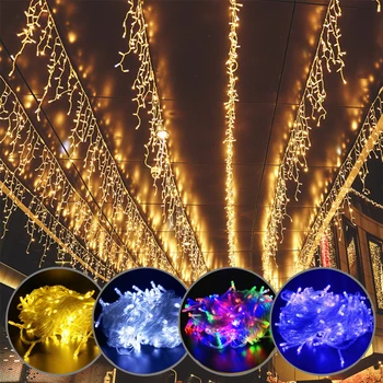 LED Varveklis Užuolaidų Styginių Šviesos Dekoracijos Namų, Atostogų Apšvietimas Žiemos eave organizuotuose Gatvės Dekoro Kalėdinė Girlianda Lauko Žibintai