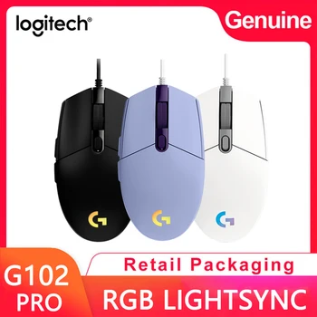 Logicool G žaidimų pelės laidinio G102 balta LIGHTSYNC RGB 6 programavimo mygtukai 85 gramų lengvas