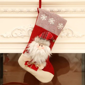 Lėlės Kalėdų Kojinę Kojinių, Saldainių Krepšiai Dovana, Papuošalai Deluxe Namų Kabo Megzti Raudona+Juoda Santa Kalėdų Medžio