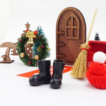 Mediniai Elf Durų Mini Namas Retro Durų Kalėdinė Dekoracija Nustatyti Micro Kraštovaizdžio Dovanos