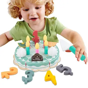 Mediniai Gimtadienio Tortas Žaislas Pjovimo Tortas Žaisti Maisto Vaikams, Žaislas, Interaktyvių Mokomųjų Žaidimų Virtuvės Žaislai, Vaikiška Vaikas