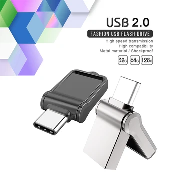 Metalo OTG U Disko 64gb USB/Tipas-C USB2.0 Flash Drive Mini Pendrive 2in1 