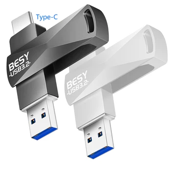 Metalo USB 3.2 128GB Didelės Spartos Pen Ratai 256 GB 512 GB USB Atminties kortelėje, U Disko Pen ratai PC