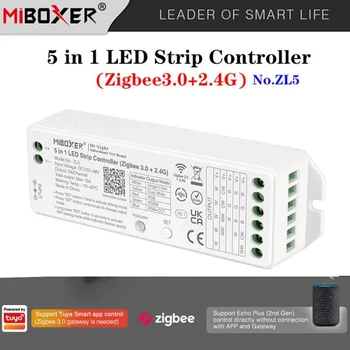 Miboxer Zigbee 3.0+2.4 G Dviguba balta/RGB/RGBW/RGBCCT 5 1 LED Juostos Valdiklis ZL5 BMT Vienos spalvos Šviesos juostelė Blankesnė 12V 24V