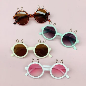 Mielas akiniai nuo saulės Naujas cartoon vaikų metalo ausies akiniai nuo saulės Anti-ultravioletinių saulės akiniai