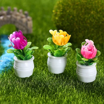 Mini Gėlių Vazoninių Ekologiškų Augalų Puodą Imitavimo Įrenginių Lėlių Miniatiūriniai Lėlių Namai, Baldai, Namų Dekoro Derva Modelis