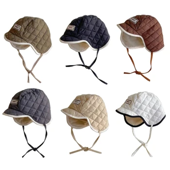 Minkštas ir Šiltas Ausų Apsaugos Skrybėlę Kūdikių Beanie Kepurė su Reguliuojamu Dirželiu Dizainas