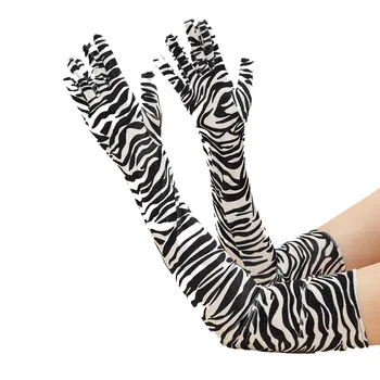 Moteriškos pirštinės Naujas aksomo, ilgas šiluminis pirštinės Mados aksomo Etiketo Rudens/Žiemos Kamuolys zebra-spausdinimo Šalies pirštinės C062-7