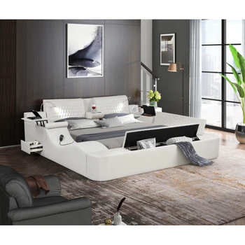 multi-funkcija lova iš medžio masyvo lova super miesto dizainas smart lova su saugojimo dėžutė king size