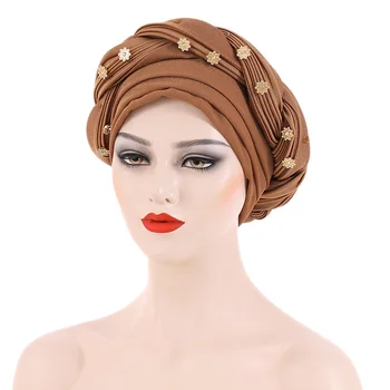 Musulmonų Turbaną Skrybėlę Turbaną Hijabs Wuman Skrybėlę Naujas Mados Gryna Spalva Paprasta Stiliaus moteriškos Bžūp Vestuves Apdangalai, kepuraitės