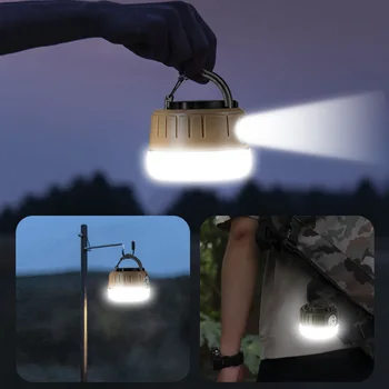 Naktį Avarinės Lemputės Tipas C Įkrovimo Kempingas Šviesos 1800mAh LED Kempingo Žibintas 5 Apšvietimo Režimus Nešiojamas Žibintuvėlis Super Šviesus