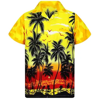 Nauja Vasaros Mados 3d Marškinėliai vyriški Negabaritinių Paplūdimio vyriški Marškinėliai trumpomis Rankovėmis Kokoso Medžio Spausdinti Havajų viršūnes, vyriški Drabužiai