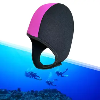 NAUJAS 2,5 mm neopreno scuba bžūp Plaukti kepurė su ausų apsauga, Reguliuojamas hidrokostiumą, Karšto bžūp baidarės, snorkeling