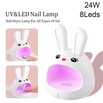 Naujas 24W Mini Rabbit UV LED Nagų Lempa Nešiojamų Nagų lako Džiovintuvas Su USB Laidu Naudoti Namuose Manikiūro Mašinos Salonas Įranga, Įrankiai
