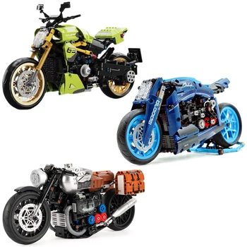 Naujų Aukštųjų Technologijų Motociklą Lokomotyvų Modulinių Blokų Modelis Plytų Švietimo Žaislas Brithday Vaikas Dovana Ss