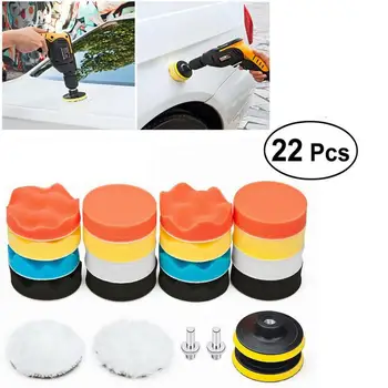 Nustatyti 3 Colių Šlifavimo Diskai & Sponge Poliravimo Šluostės Rinkinys 75mm Pagrindo Plokštė Vilnonių Rezervo Pagalvėlės Automobilių Šlifavimo-Poliravimo Vašku