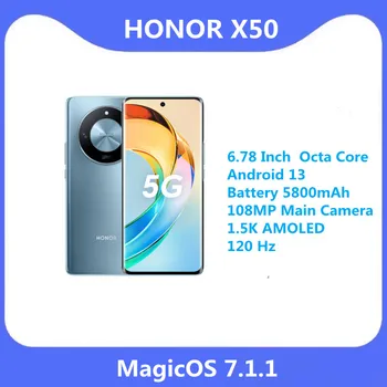 Originalus Naujas GARBĘ X50 5G Mobiliojo Telefono 6.78 Colių Octa Core Android 13 Baterijos 5800mAh 108MP Pagrindinė Kamera, 1.5 K AMOLED 120 Hz