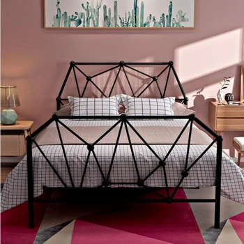 Paprasta Šiaurės stiliaus civilinės priimančiosios gulėti geležies meno lova 1.2 m, 1.5 m, viena dvigulė lova ir suaugusiems vaikams