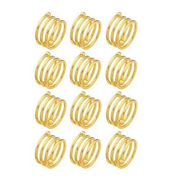 Pavasario Servetėlių Žiedai Rinkinys, 12 Metalo Spiraliniai Servetėlių Žiedai Apvalios Valgiaraščių Turėtojas Sagtys Servetėlių Žiedai Dekoras Aukso