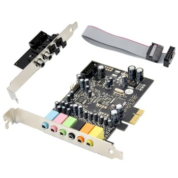 PCIe 7.1 Kanalo Garso plokštė CM8828 + CM9882A su SPDIF Laikiklis PCIe 7.1 