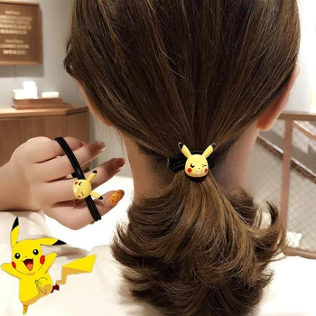 Pokemon Pikachu Animacinių filmų Plaukų Žiedas Plaukų Aksesuarų, Geros Kokybės Kaklaraištis-iki Plaukų Galvos Virvę Mažas Lydinio Papuošalai Cute Girl Gumos Juosta
