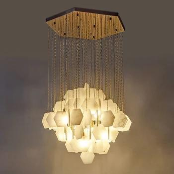 Prabangus Dizainas Marmuro Liustra Šiuolaikinės Fojė Žibintai LED Šviestuvas Miegamųjų Dekoravimas Loft Villa Blizgus Lempos