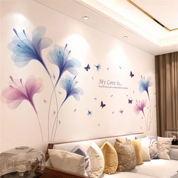 PVC 3D Drugelis Gėlių Spalvinga Siena Lipdukas Kambarį Dekoro Miegamasis, Vonios kambarys Naktiniai Sienos Tapetai, Meno Namų Puošybai