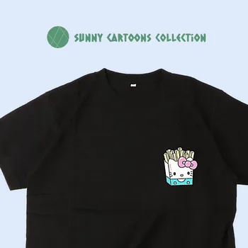 Sanrio Hello Kitty Melodija Medvilnės Marškinėliai Moterims Japonų Stiliaus Trumpomis Rankovėmis, Paprasti Vyrai Viršūnes Animacinių Filmų Apranga Tees Vasaros Drabužių