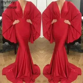 Sexy Hot Raudoną Vakarinę Suknelę Arabų Dubajaus Stiliaus Drabužiai Šalis Suknelė Užsakymą Plius Dydžio Drabužius De Soiree Hi Low Suknelė 2023
