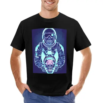 Skeletas Astronautas T-Shirt katė marškinėliai Estetinį aprangos slim fit t marškinėliai vyrams