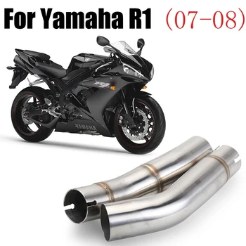Slydimo ant Yamaha YZF R1 YZF-R1 2007-2008 Motociklo Išmetimo Duslintuvo Vidurio Vamzdis Nerūdijančio Plieno Modifikuotų Nuorodą Vamzdis Atnaujinti