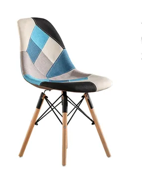 Spalvotų Modernaus Stiliaus Minkštų Pusėje Audinio Kėdės, Valgomojo Kėdės Kratinys Multi-pattern, Natūralaus Medžio, Kojos Valgomojo Kėdės