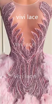 Stock Pink Diamond Prabanga Lady Rankų Darbo Aplikacijos Vivi, Nėriniai 2023 Tiulio Pjovimo Vestuvių Suknelė/Suknelė/Šalies Proga