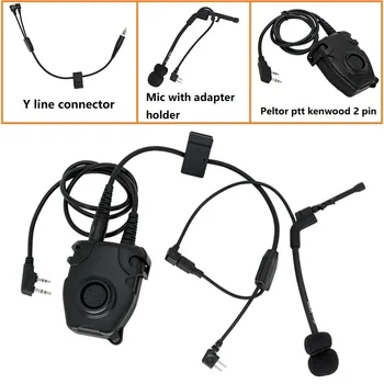Taktinis Mikrofoną su Ausinėmis, Y-Cable Kit for PELTOR COMTAC IPSC Triukšmo Atšaukiu Klausos Apsaugos Šaudymo Ausinių Y Line Kit