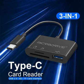 Tipas-C 3IN1 Karšto Pardavimo kortelių skaitytuvas SD TF CF atminties kortelė greitai skaitytuvas tinka 