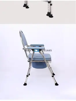 Tualeto Sėdynė Armavimo Namų Nėščioms Moterims Su Kaušu Folding Mobile Tualeto Kėdė, Nerūdijančio Plieno, Reguliuojamas Aukštis
