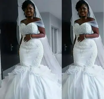 Undinė Nigerijos Vestuvių Suknelės 2023 Pietų Afrikos Off Peties Šalies Sodas Nuotakos Vestuvinės Suknelės Plius Dydžio Užsakymą