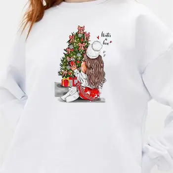 Unisex Spausdinti 2022 Kalėdų Senį Moterų Hoodie Spausdinti ilgomis rankovėmis Negabaritinių Marškinėlius Atsitiktinis Palaidinė Megztiniai Megztinis Moteriška