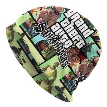 Unisex variklio Dangtis, Žiemą Šiltas Megzti Skrybėlę Vyrų Grand Theft Auto San Andreas Hip-Hop Beanies Kepurės Suaugusiųjų GTA Vaizdo Žaidimas Kepuraitė Skrybėlės Bžūp