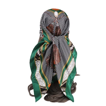 Unisex Vyras Moteris Šalikas Elegantiška Vintage Houndstooth Kutas Skara Pavogė Hijab Dirbtiniais Šilko Bandana Apsiaustas 90*90cm