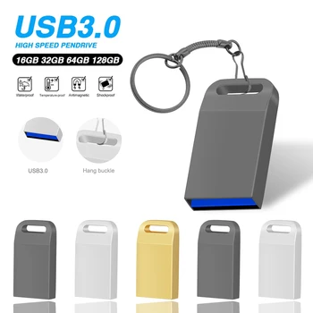 USB 3.0 Mini Metalo Flash Drive Didelės Spartos 16GB 32GB 64GB 128GB Pen ratai USB3.0 Memory Stick Raktas 128 GB U disko Pendrive