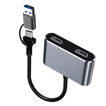 USB 3.0 Tipas-C Dual HD Display Port Splitter Adapteris 1080P 60Hz dviejų Monitorių Konverteris 5Gbps Darbalaukio Telefoną, Planšetinį