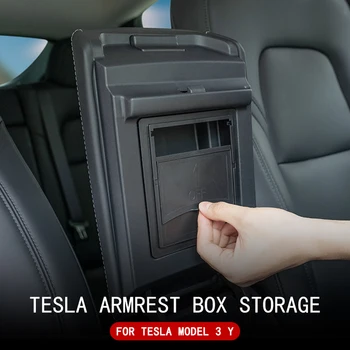 Už Tesla Model 3 Y Automobilių Centriniu Porankiu Paslėptos Laikymo Dėžutė Laikymui Konsolės Laikiklis Laikiklis Atveju Dėžės Automobilio Interjero Priedai